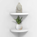 AHDECOR Wood Corner Shelves White, Durable Floating Corner Shelf for Organizing and Displaying Décor in Any Room, Set of 2