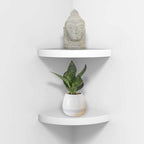 AHDECOR Wood Corner Shelves White, Durable Floating Corner Shelf for Organizing and Displaying Décor in Any Room, Set of 2