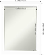 Amanti Art White Wall Mirror 27x21 Basic White Narrow Rectangle Bathroom Mirror for Wall Decor Living Room, Medium Casual Wood Frame, Hangs Horizonally and Vertically, Bathroom Decor, Beveled Edge