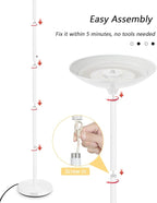 BoostArea Torchiere Floor Lamp, 30W Super Bright LED Standing Lamp, 3000K Stepless Dimmable Pole Lamp with Rotary Switch, 70 Inch Tall Metal Modern White Floor lamp for Living Room/Bedroom/Office/Den
