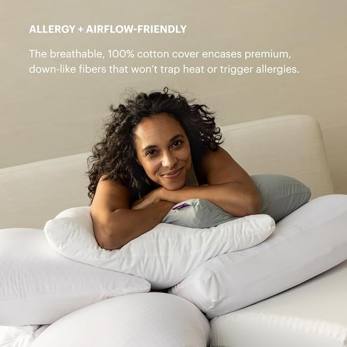 Purple Cloud Pillow - King Size, Hypoallergenic Gel Fiber Fill for Plush, Cloud-Like Comfort - Molds to Support Head & Neck, Won’t Clump or Flatten