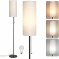 Floor Lamp for Living Room, Modern Standing Lamps with Lampshade, Minimalist Tall Lamp with Chain Switch for Living Room, LED Bulb Included (Beige+Brown)