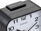 Small Battery Analog Alarm Clock Silent Non Ticking, Ascending Beep Sounds, Snooze,Light Functions (Black-B)