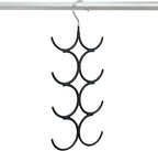 Yizhi Scarf Hanger Organizer Holder, No Snag Belt Rack Tie Hanger Sturdy 8 Hook Space Saving Closet Accessory Organizer for Scarves, Ties, Belts, Shawls, Pashminas and Jewelry (1, Black)