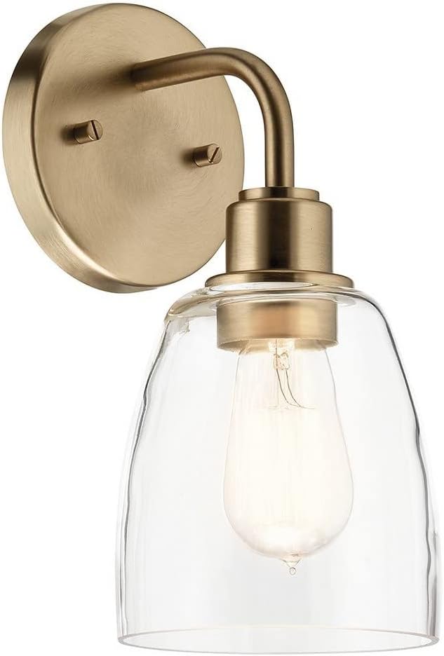 Kichler Meller 11.25 Inch Wall Light, 1 Light Exterior Wall Sconce in Champagne Bronze, (11.25" H x 5.5" W), 5100CPZ