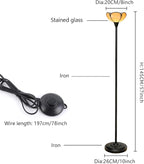 Tiffany Floor Lamp Yellow Stained Glass Tochiere Lamp Vintage 61 inches Tall Pole Standing Lamp with Foot Switch Tiffany Style Corner Light for Home Office