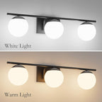 Ralbay Matte Black Bathroom Lights - 3-Light Mid Century Modern Vanity Lights with Milky Glass for Wall Lighting