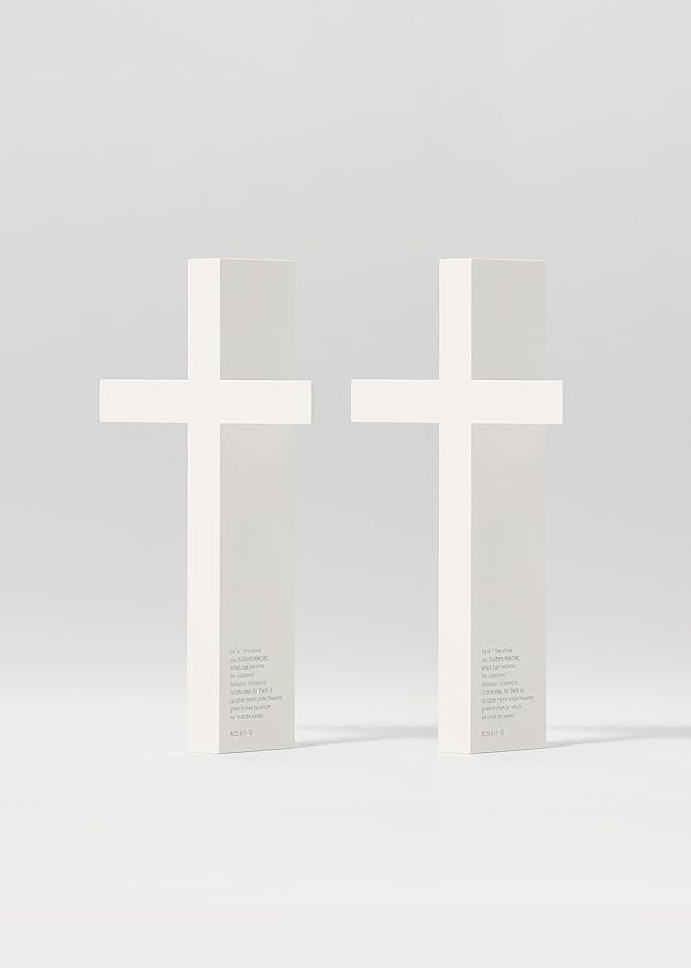 mosery Wall Cross White Color 5.9 high inch For Christmas, Christians Spiritual Religious Cross With Magnetic on Wall For Church Room Decoration (2EA/Pack)