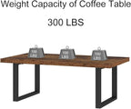 IBF Rustic Living Room Table, Simple Industrial Rectangle Coffee Table, Modern Minimalist Farmhouse Wooden Center Table, Wood and Metal Vintage Coffee Table for Bedroom Office, Rustic Brown, 47 Inch