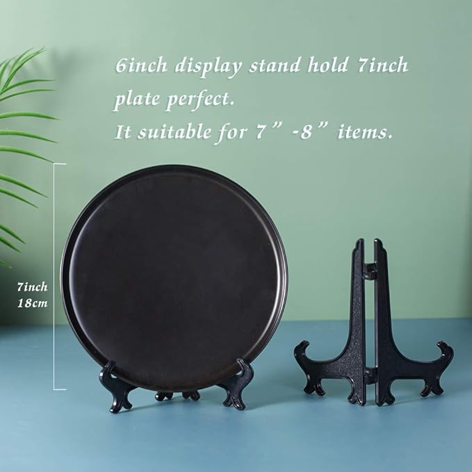 Artliving 6 Inch Black 12pcs/Set Plastic Easels Plate Display Stands Picture Frame Stand Holder