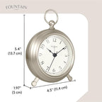 Jensen Pocket Watch Analog Alarm Clock for Bedroom,Silent Non Ticking,Desk & Shelf Mantel Clock for Living Room Decor,Morning Silver, 5.4"(H) x 4.5"(W)