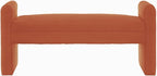 24KF Modern Upholstered Bed Bench Covered with Soft Boucle Teddy Fabric, Lovely Entryway Bench Ottoman with Armrest, 5062-Orange