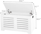 DINZI LVJ Storage Chest, Flip-Top Wooden Toy Box with 2 Safety Hinges, Retro Entryway Shoe Storage Bench, Sturdy Large Storage Trunk for Living Room, Bedroom, Easy Assembly, White