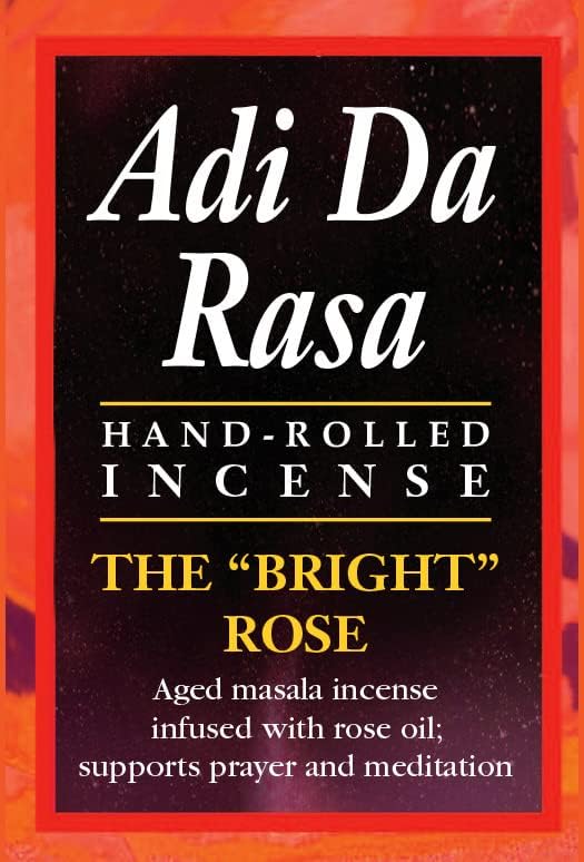 Adi Da Rasa The Bright Rose All Natural Incense: Aged Masala Oil, Incense of Subtle Floral Aroma, All Occasions - 20 Sticks Long Burn for Meditation