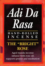 Adi Da Rasa The Bright Rose All Natural Incense: Aged Masala Oil, Incense of Subtle Floral Aroma, All Occasions - 20 Sticks Long Burn for Meditation