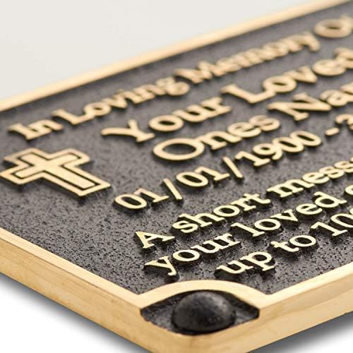 The Metal Foundry Personalised Memorial Cross Metal Plaque For Memory Of A Loved One, Mother, Father Or Grandparents. Wall Mounted As Garden Stones Statue Gift Alternative Idea Handmade In Brass