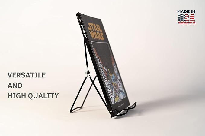 KINGDOM SOLUTIONS MADE IN USA 6-Pack Adjustable Black Metal Easels - Book Stand - Sturdy Plate Stand for Art, Pictures, Books, Frames - Unique on the Market