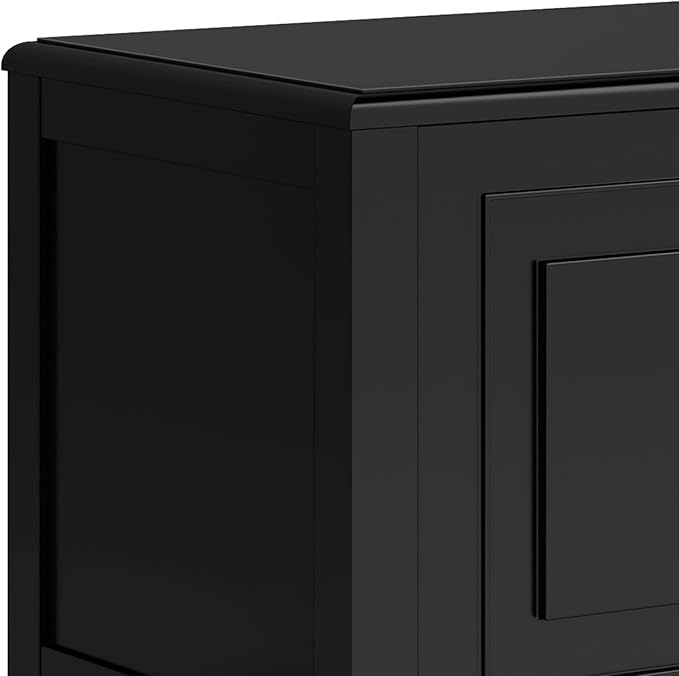 SIMPLIHOME Connaught Storage Bench - 51 inch Wide Solid Wood Trunk Bench in Black, Traditional Bench for Entryway with Lift-Up Lid and 3 Hidden Compartments