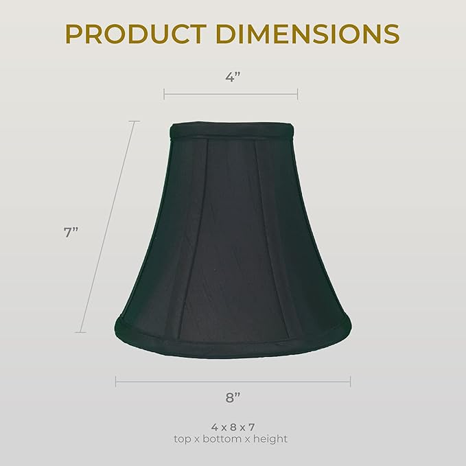 Royal Designs, Inc. BSO-704RC-8BLK/GL-2 True Bell Basic Lamp Shade with Round Clip, 4 x 8 x 7.25, Black with Gold, 2-Pack
