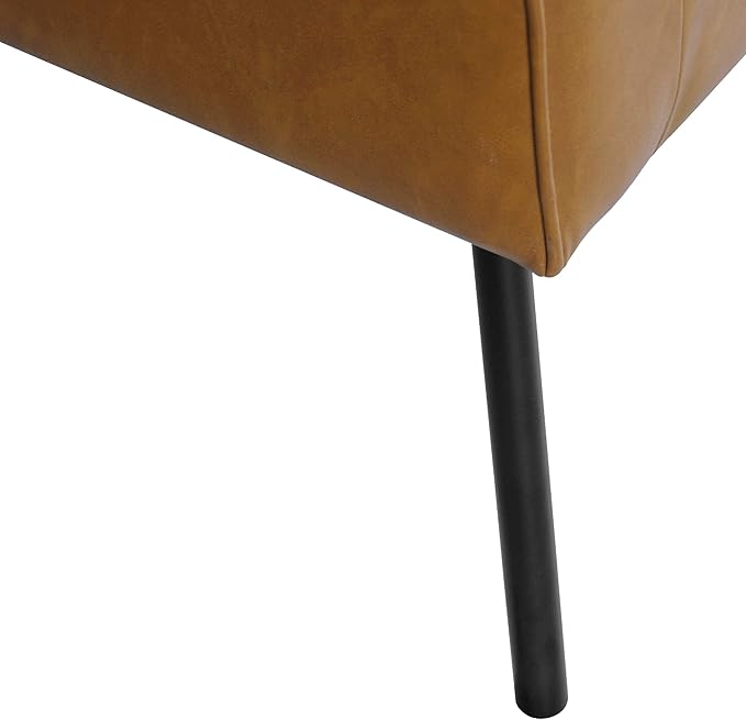 HomePop Modern Accent Chair, Homepop Home Décor, Accent Chairs for Living Room & Bedroom, Fabric Reading Living Room Side Chair, Single Sofa with Lounge Seat and Metal Legs- Carmel Faux Leather