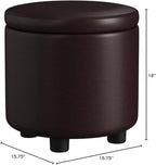 Designs4Comfort Round Accent Storage Ottoman with Reversible Tray Lid