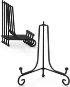 Lzerking Iron Display Stand 5 Packs, 8 Inches Plate Stand Picture Stand Photo Stand for Display, Black Foldable Easel Stand Holder for Photo Frame, Artwork, Collection, Decorative Plate, Book, Office