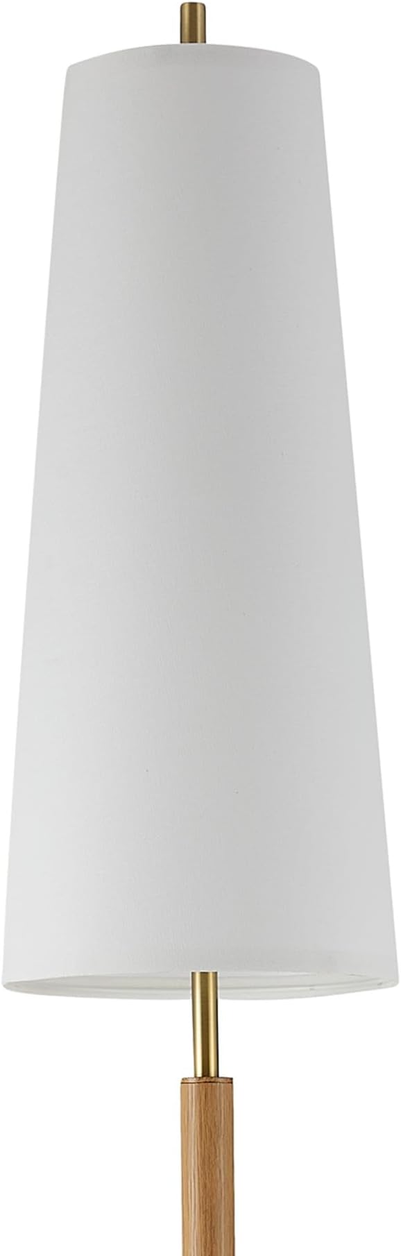Globe Electric 61000173 63" Floor Lamp, Matte Brass, Wood Toned Accent, Long White Fabric Shade, in-Line On/Off Foot Switch, 6.7-Foot Clear Cord, 1-Light, 60W E26/Medium Base Bulb