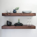 Urbandi Modern Floating Shelves 3 Inches Thick for Wall, Wide Shelves for Kitchen, Living Room, Bedroom, and Bathroom, Natural Pine Wood, Rustic Wooden Shelf, (Set of 2) (Provincial, 60Lx3Hx8D)