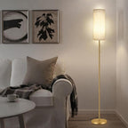Modern Floor Lamp for Living Room, Gold Standing Lamps with 3 Color Temperatures Bulb, Minimalist Tall Lamp with Chain Switch for Bedroom, LED Bulb Included(Beige Shade+Gold)