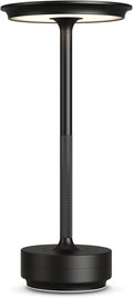Rechargeable Cordless Table Lamps,Portable 5000mAh Table Light Touch 3 Color Stepless Dimming Battery Powered LED Metal Table Lamp for Restaurant/Home/Outdoor/Camping.(Black)