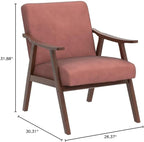 Accent Chair with Microfiber Upholstery and Solid Wood Frame, Classic Mid-Century Modern Living Room Furniture for Extra Seating, Rose