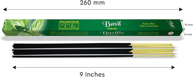 Flute Basil Incense Sticks for Good Luck & Blessing (8 Sticks/Pack, 25 Packs/Box, Total 200 Sticks Box) Best for Gifting