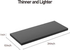 Wall Shelf Set of 2, Black Floating Shelves 24 in W x 10 in D x 1 in H, Wooden Floating Wall Shelf with Invisible Brackets for Living Room/Bedroom/Bathroom/Kitchen Storage and Decor