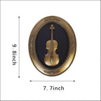Vintage Wall Sculpture,Antique Pediment,Hallway Art,Hand Painted Instrument Decoration Accent Artworks for Indoor Kitchen Bedroom Living Room Office Outdoor Garden Patio Oval (Bronze Violin)