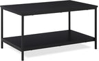 Amazon Basics Rectangular Coffee Table with Bottom Shelf, Living Room Centre Table, Wooden Black, 19.9" D x 31.5" W x 16.5" H