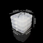 3-Tier Hair Accessories Storage Box, Clear Plastic Organizer with Handle, 5.9 x 5.9 x 5.1 in (Transparent, 5.9 x 5.9 x 5.1 in)