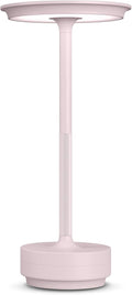 Rechargeable Cordless Table Lamps, 5000mAh Portable LED Table Light, 3 Color Stepless Dimming Battery Powered Metal Table Lamp for Outdoor Patio/Bedroom/Restaurant.(Light Pink)