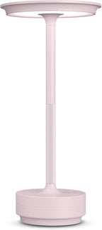 Rechargeable Cordless Table Lamps, 5000mAh Portable LED Table Light, 3 Color Stepless Dimming Battery Powered Metal Table Lamp for Outdoor Patio/Bedroom/Restaurant.(Light Pink)