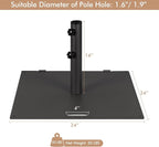 Giantex 50 lbs Umbrella Base - 24 inch Square Umbrella Stand with 2 Rollers, Heavy Duty Steel Umbrella Base Weight for 1.6''-1.9'' Poles, 2 Knobs, Patio Umbrella Holder for Garden Deck Poolside, Black