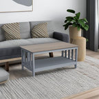 ChooChoo Grey Coffee Table, Coffee Table with Shelf for Living Room, 40 Inch