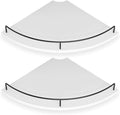 Corner Floating Shelves, Rustic Brown Wood, Set of 2, Wall Mount Storage with Guardrail for Bathroom Kitchen Living Room (White)