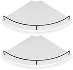 Corner Floating Shelves, Rustic Brown Wood, Set of 2, Wall Mount Storage with Guardrail for Bathroom Kitchen Living Room (White)
