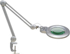 Bifocals Magnifying Desk Lamp with Clamp, 5 Diopter with 20 Diopter, 6 Inch Detachable Lens and 120PCS LEDs, 3 Color Modes 1200 Lumens Swivel Arm Magnifying Lamp with Light for Crafts (Silver)