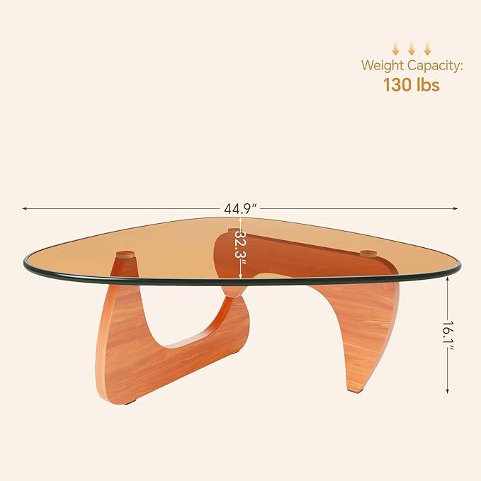 Coffee Tables Glass Small Farmhouse Coffee Table Mid-Century Modern Wood Center Table for Living Room, Walnut Brown, 45 Inch
