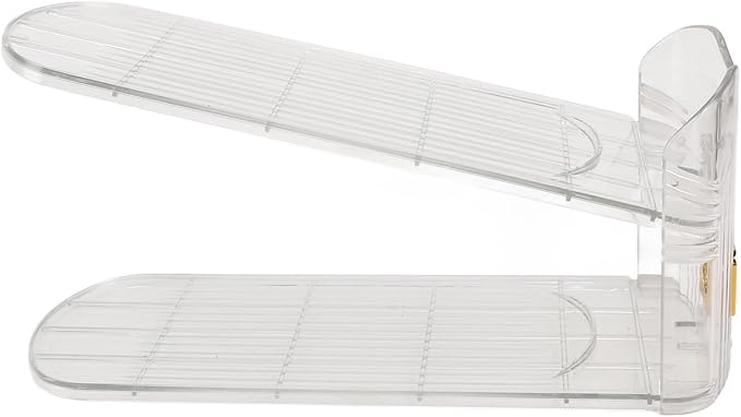 Tissting Shoe Organizer 20x10x6.5cm Clear Plastic Adjustable Double Layer Rack - Space Saving Stackable Holder for High Low Heels Sneakers Sandals Closet Cabinet Men Women