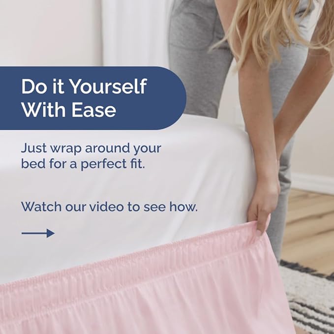 Wrap Around Dust Ruffle Bed Skirt - Lavender Pink - Twin/Twin XL Size Beds w/ 12 Inch Drop - Easy Fit Elastic - Adjustable Pleated Bedskirt w/Brushed Fabric - Wrinkle Free, Women, Men, Kids & Teens