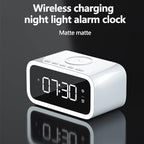 IHAO 5in1 Multi-Functional Alarm Clock with Wireless Charging 15W Fast Charger for Phone & Earbuds 3 Group Alarms, Dimmable Night Light, USB Port, Digital Clock Adjustable Light Mini Mirror QXF-805