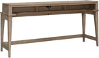 Liberty Furniture Brentwood Console Bar Table with AC, USB Charging Station for Living Room - Sandstone Oak Wood