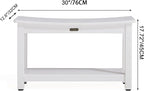 30'' Heavy Duty Shower Bench for Inside Shower, White Poly Bath Stool for Shaving Legs, Waterproof Spa Bath Chair Seat with Adjustable Feet, Weight Capacity 700LBS (30 x 13 Inches)
