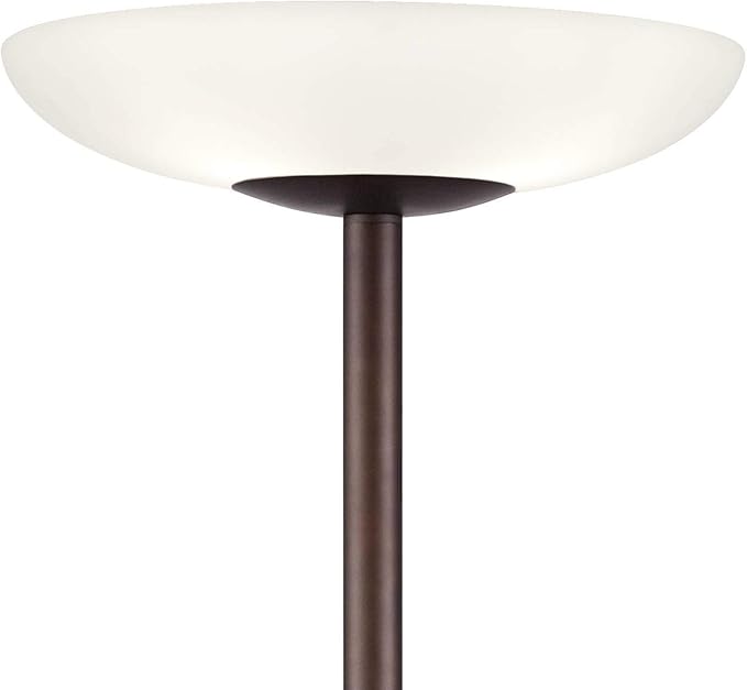 Possini Euro Design Meridian Light Blaster Modern Torchiere Floor Lamp 72" Tall Oiled Rubbed Bronze Frosted Glass Shade CFL Bulbs for Living Room Reading House Bedroom Home Office